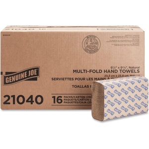 image:imageGenuine Joe 21040 Multifold 1Ply Towels 250 SheetsPack  16 PacksCarton Natural