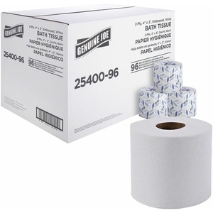 image:imageGenuine Joe 2ply Standard Bath Tissue Rolls  2 Ply  3 x 4  400 SheetsRoll  White  Perforated Absorbent Soft  96  Carton