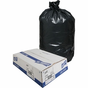image:imageGenuine Joe GJO01535 Heavy Duty LowDensity Puncture Resistant Can Liner 60 gallon Capacity 56 Length x 39 Width x 150 mil Thickness Black Box of 50