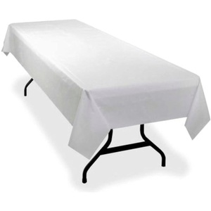 image:imageGenuine Joe GJO10324 Plastic BanquetSize Rectangular Table Cover Roll 300 Length x 40 Width White