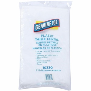 image:imageGenuine Joe GJO10330 Plastic Round Table Cover 84 Diameter White Pack of 6