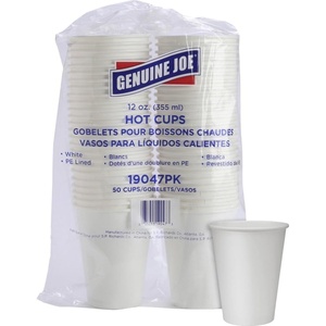 image:imageGenuine Joe GJO19047 PolyurethaneLined SingleWall Disposable Hot Cup 12Ounce Capacity White Pack of 50