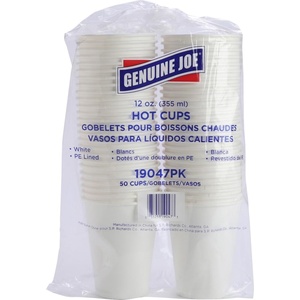 image:imageGenuine Joe GJO19047CT PolyurethaneLined SingleWall Disposable Hot Cup 12Ounce Capacity White Carton of 1000
