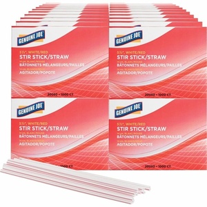 image:imageGenuine Joe GJO20050 Plastic Stir Stick 512 Length WhiteRed Box of 10001