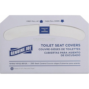 image:imageGenuine Joe Halffold Toilet Seat Covers Pack of 2500250 Count Pack of 4