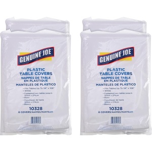 image:imageGenuine Joe Plastic Rectangular Table Cover 108 x 54 White Pack of 24White
