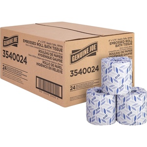 image:imageGenuine Joe Standard Bath Tissue 3 x 4 2Ply 400 SheetsRoll 96 Count375 x 4  400 Count Pack of 24