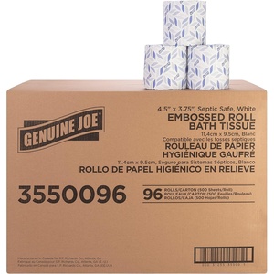image:imageGenuine Joe Standard Bath Tissue 3 x 4 2Ply 400 SheetsRoll 96 Count375 x 4  500 Count Pack of 96