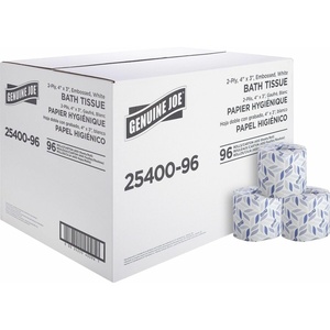 image:imageGenuine Joe Standard Bath Tissue 3 x 4 2Ply 400 SheetsRoll 96 Count400 sheet Pack of 96