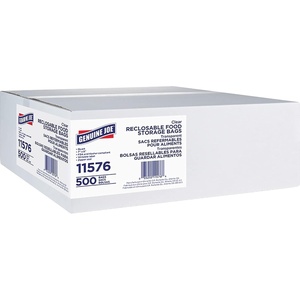image:imageGenuine Joe Quart Recloseable Food Storage Bag with Writeable Label Zipper Seal Closure 175 mil 44 Micron Thickness Clear 500  Box 8 Count